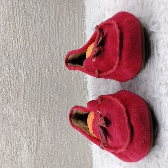Talbots Red Suede Leather Tassel Upper Round Toe Slip On Flat Moccasin Shoe - Picture 2 of 16